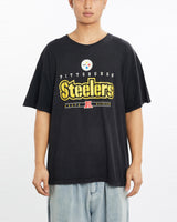 Vintage, NFL, Pittsburgh, Steelers, Tee, The Real Deal, size large, colour Black, newtown, sydney, australia, thrift store, opshop, preloved, secondhand, sustainable, retro, antique, 70s, 80s, 90s, 2000s, 00s, fashion, clothing, streetwear, trendy, garment, style, boutique, store, shop, archive, sale, cheap, best, top, T-Shirts