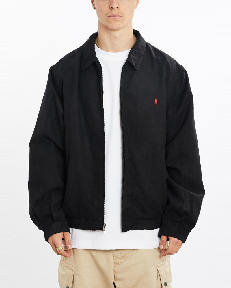 Vintage, 90s, Polo, Ralph, Lauren, Harrington, Jacket, The Real Deal, size large, colour Black, newtown, sydney, australia, thrift store, opshop, preloved, secondhand, sustainable, retro, antique, 70s, 80s, 90s, 2000s, 00s, fashion, clothing, streetwear, trendy, garment, style, boutique, store, shop, archive, sale, cheap, best, top, Jackets