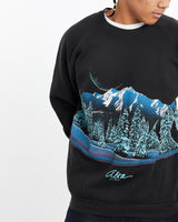 Vintage, 1991, Ulta, Utah, Nature, Sweatshirt, The Real Deal, size large, colour Black, newtown, sydney, australia, thrift store, opshop, preloved, secondhand, sustainable, retro, antique, 70s, 80s, 90s, 2000s, 00s, fashion, clothing, streetwear, trendy, garment, style, boutique, store, shop, archive, sale, cheap, best, top, Sweats and hoodies