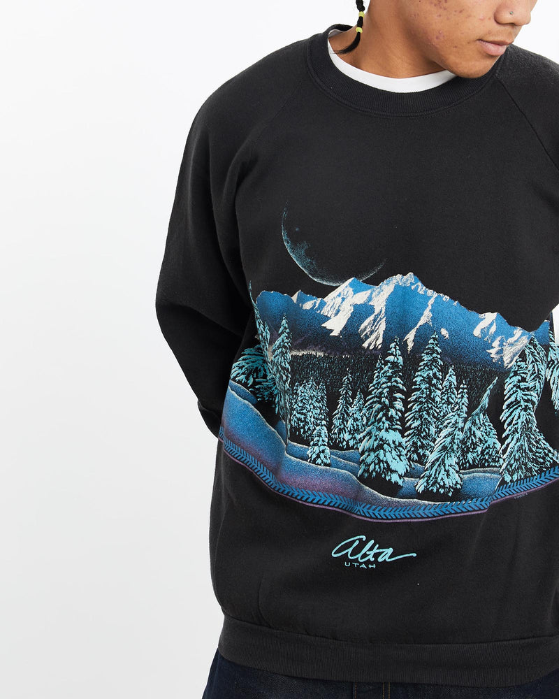 Vintage, 1991, Ulta, Utah, Nature, Sweatshirt, The Real Deal, size large, colour Black, newtown, sydney, australia, thrift store, opshop, preloved, secondhand, sustainable, retro, antique, 70s, 80s, 90s, 2000s, 00s, fashion, clothing, streetwear, trendy, garment, style, boutique, store, shop, archive, sale, cheap, best, top, Sweats and hoodies