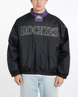 Vintage, 90s, MLB, Colorado, Rockies, Windbreaker, Jacket, The Real Deal, size double extra large, colour Black, newtown, sydney, australia, thrift store, opshop, preloved, secondhand, sustainable, retro, antique, 70s, 80s, 90s, 2000s, 00s, fashion, clothing, streetwear, trendy, garment, style, boutique, store, shop, archive, sale, cheap, best, top, Jackets