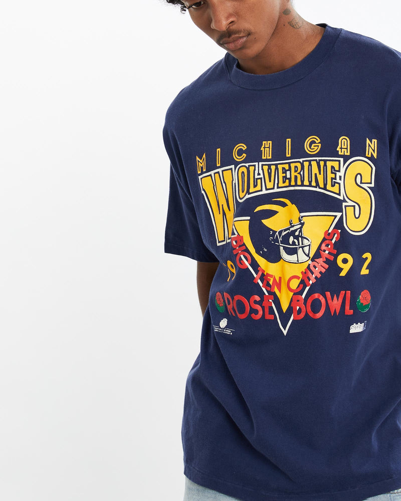 Vintage, 1992, NCAA, University, of, Michigan, Wolverines, Rose, Bowl, Tee, The Real Deal, size large, colour Navy, newtown, sydney, australia, thrift store, opshop, preloved, secondhand, sustainable, retro, antique, 70s, 80s, 90s, 2000s, 00s, fashion, clothing, streetwear, trendy, garment, style, boutique, store, shop, archive, sale, cheap, best, top, T-Shirts