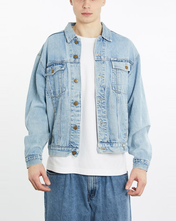Vintage, 90s, Guess, USA, Denim, Jacket, The Real Deal, size extra large, colour Blue, newtown, sydney, australia, thrift store, opshop, preloved, secondhand, sustainable, retro, antique, 70s, 80s, 90s, 2000s, 00s, fashion, clothing, streetwear, trendy, garment, style, boutique, store, shop, archive, sale, cheap, best, top, Jackets