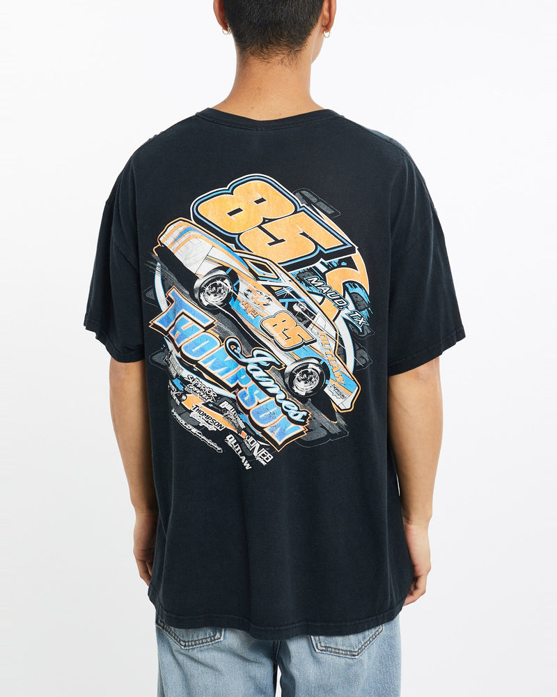 Vintage, James, Thompson, Racing, Tee, The Real Deal, size large, colour Black, newtown, sydney, australia, thrift store, opshop, preloved, secondhand, sustainable, retro, antique, 70s, 80s, 90s, 2000s, 00s, fashion, clothing, streetwear, trendy, garment, style, boutique, store, shop, archive, sale, cheap, best, top, T-Shirts