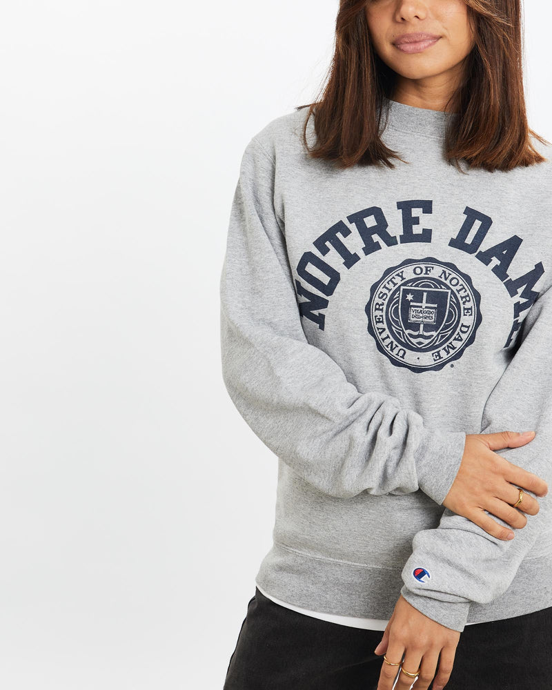 Vintage, Champion, University, of, Notre, Dame, Sweatshirt, The Real Deal, size extra small, colour Navy, newtown, sydney, australia, thrift store, opshop, preloved, secondhand, sustainable, retro, antique, 70s, 80s, 90s, 2000s, 00s, fashion, clothing, streetwear, trendy, garment, style, boutique, store, shop, archive, sale, cheap, best, top, Sweats and hoodies