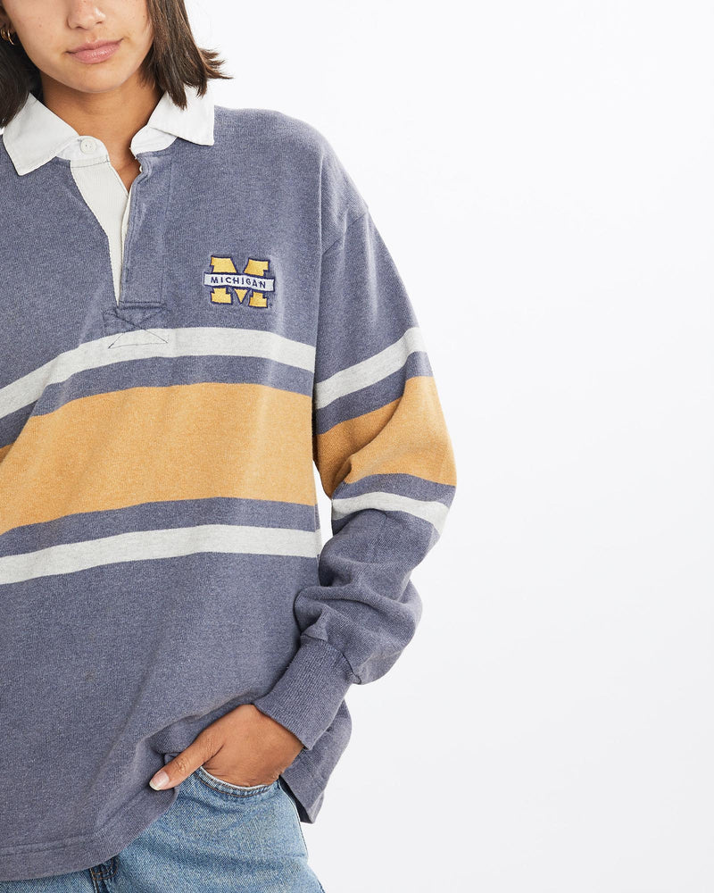 Vintage, 90s, University, of, Michigan, Rugby, Shirt, The Real Deal, size small, colour Multicolour, newtown, sydney, australia, thrift store, opshop, preloved, secondhand, sustainable, retro, antique, 70s, 80s, 90s, 2000s, 00s, fashion, clothing, streetwear, trendy, garment, style, boutique, store, shop, archive, sale, cheap, best, top, Shirts
