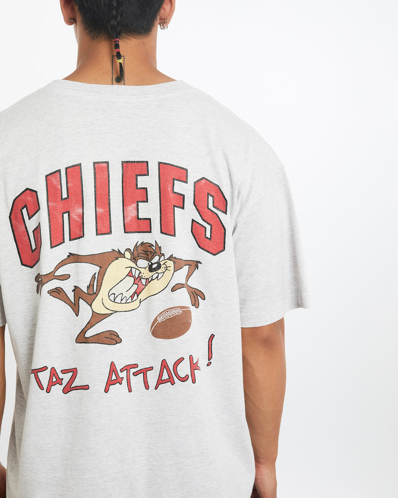 Vintage 90s NFL Kansas City Chiefs Taz Devil Looney Tunes Cartoon Tee <br>L , The Real Deal , newtown, sydney, australia, thrift store, opshop, preloved, secondhand, sustainable, retro, antique, 70s, 80s, 90s, 2000s, 00s, fashion, clothing, streetwear, trendy, garment, style, boutique, store, shop, archive, sale, cheap, best, top