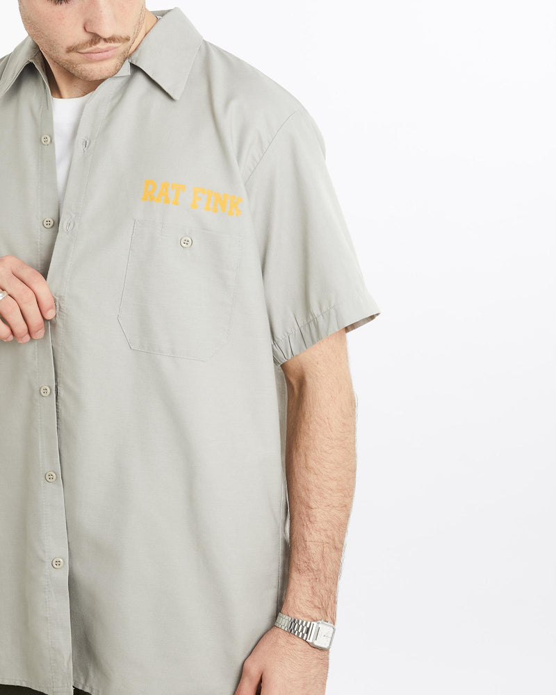 Vintage, Rat, Fink', Mechanic, Shirt, The Real Deal, size extra large, colour Beige, newtown, sydney, australia, thrift store, opshop, preloved, secondhand, sustainable, retro, antique, 70s, 80s, 90s, 2000s, 00s, fashion, clothing, streetwear, trendy, garment, style, boutique, store, shop, archive, sale, cheap, best, top, Shirts