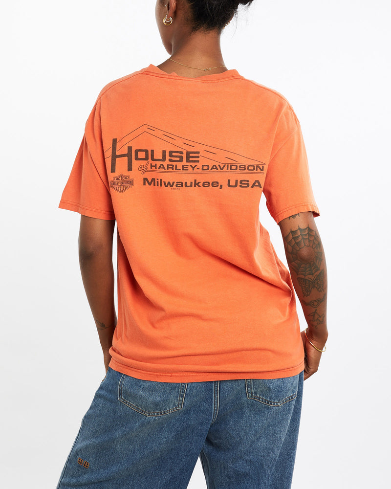 Vintage, Harley, Davidson, Tee, The Real Deal, size medium, colour Orange, newtown, sydney, australia, thrift store, opshop, preloved, secondhand, sustainable, retro, antique, 70s, 80s, 90s, 2000s, 00s, fashion, clothing, streetwear, trendy, garment, style, boutique, store, shop, archive, sale, cheap, best, top, T-Shirts