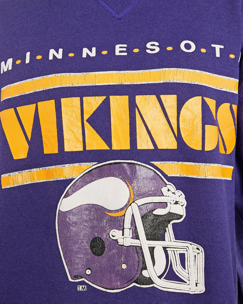 Vintage, 90s, NFL, Minnesota, Vikings, Sweatshirt, The Real Deal, size small, colour Purple, newtown, sydney, australia, thrift store, opshop, preloved, secondhand, sustainable, retro, antique, 70s, 80s, 90s, 2000s, 00s, fashion, clothing, streetwear, trendy, garment, style, boutique, store, shop, archive, sale, cheap, best, top, Sweats and hoodies