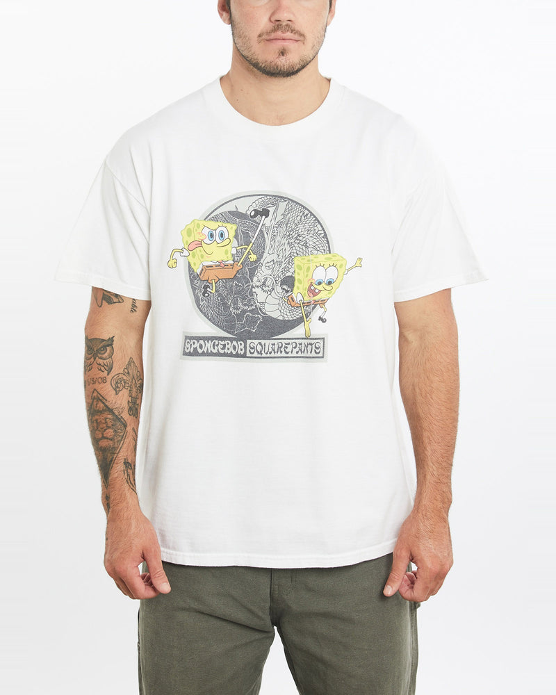 Vintage, SpongeBob, SquarePants, Cartoon, Tee, The Real Deal, size large, colour White, newtown, sydney, australia, thrift store, opshop, preloved, secondhand, sustainable, retro, antique, 70s, 80s, 90s, 2000s, 00s, fashion, clothing, streetwear, trendy, garment, style, boutique, store, shop, archive, sale, cheap, best, top, T-Shirts