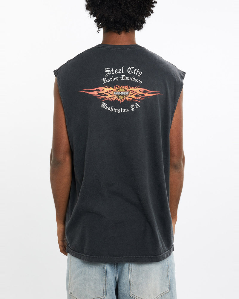 Vintage, 90s, Harley, Davidson, Tank, The Real Deal, size large, colour Black, newtown, sydney, australia, thrift store, opshop, preloved, secondhand, sustainable, retro, antique, 70s, 80s, 90s, 2000s, 00s, fashion, clothing, streetwear, trendy, garment, style, boutique, store, shop, archive, sale, cheap, best, top, T-Shirts