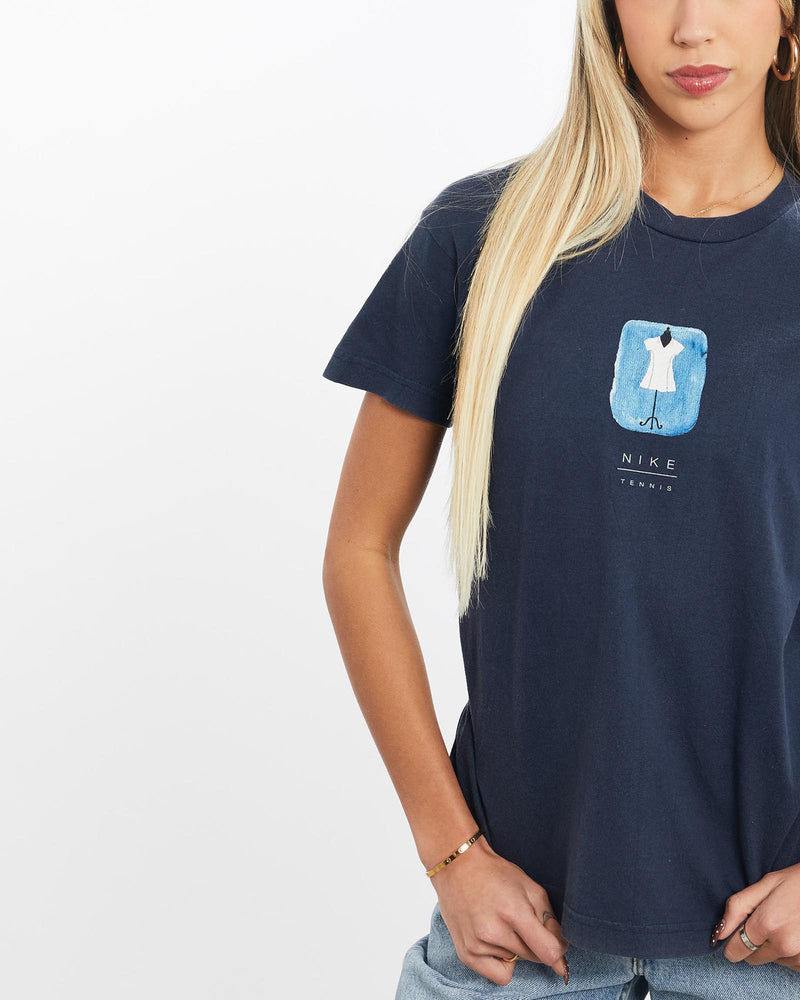 Vintage, Nike, Tennis, Tee, The Real Deal, size extra small, colour Navy, newtown, sydney, australia, thrift store, opshop, preloved, secondhand, sustainable, retro, antique, 70s, 80s, 90s, 2000s, 00s, fashion, clothing, streetwear, trendy, garment, style, boutique, store, shop, archive, sale, cheap, best, top, T-Shirts