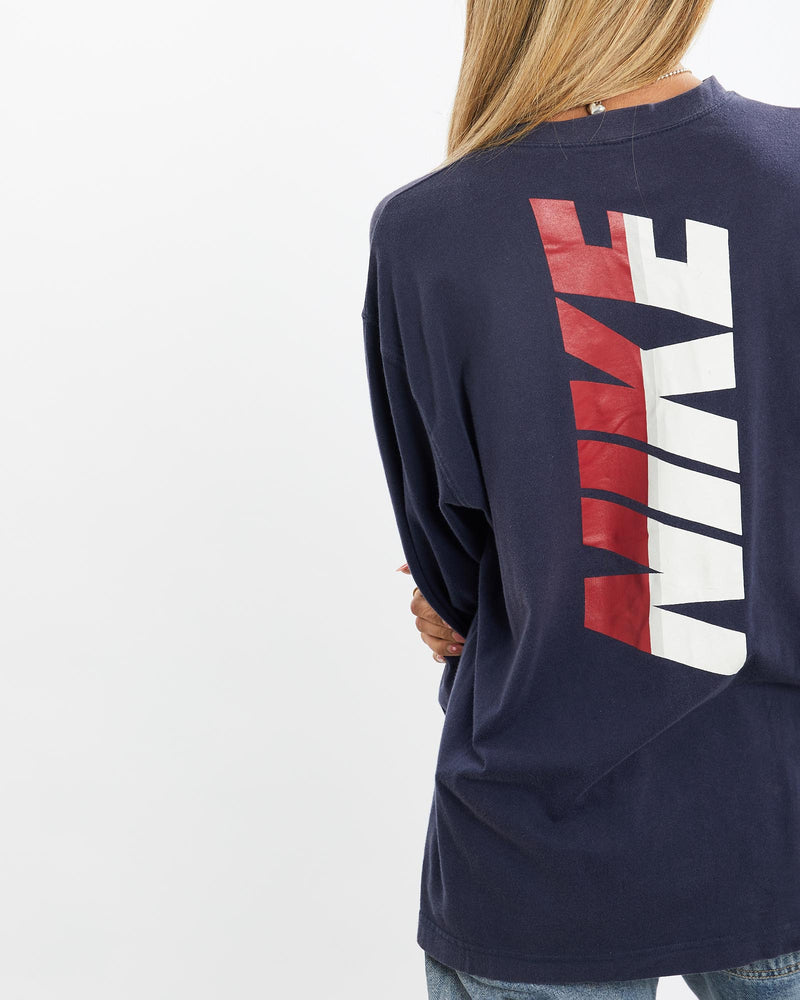 Vintage, 90s, Nike, Long, Sleeve, Tee, The Real Deal, size small, colour Navy, newtown, sydney, australia, thrift store, opshop, preloved, secondhand, sustainable, retro, antique, 70s, 80s, 90s, 2000s, 00s, fashion, clothing, streetwear, trendy, garment, style, boutique, store, shop, archive, sale, cheap, best, top, T-Shirts