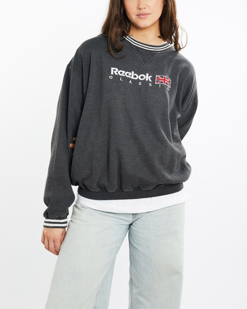 Vintage, Reebok, Sweatshirt, The Real Deal, size medium, colour Grey, newtown, sydney, australia, thrift store, opshop, preloved, secondhand, sustainable, retro, antique, 70s, 80s, 90s, 2000s, 00s, fashion, clothing, streetwear, trendy, garment, style, boutique, store, shop, archive, sale, cheap, best, top, Sweats and hoodies