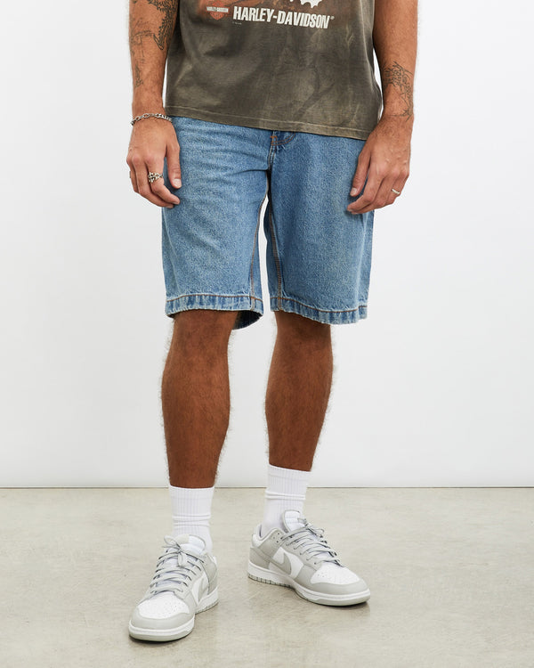 Vintage, Route, 66, Denim, Carpenter, Shorts, The Real Deal, size 35", colour Blue, newtown, sydney, australia, thrift store, opshop, preloved, secondhand, sustainable, retro, antique, 70s, 80s, 90s, 2000s, 00s, fashion, clothing, streetwear, trendy, garment, style, boutique, store, shop, archive, sale, cheap, best, top, Shorts