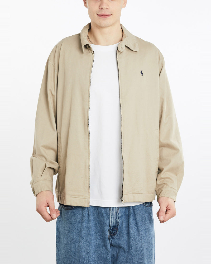 Vintage, 90s, Polo, Ralph, Lauren, Harrington, Jacket, The Real Deal, size extra large, colour Beige, newtown, sydney, australia, thrift store, opshop, preloved, secondhand, sustainable, retro, antique, 70s, 80s, 90s, 2000s, 00s, fashion, clothing, streetwear, trendy, garment, style, boutique, store, shop, archive, sale, cheap, best, top, Jackets
