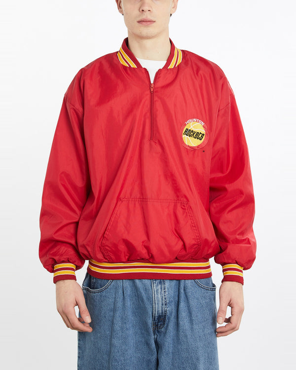 Vintage, 90s, NBA, Houston, Rockets, Bomber, Jacket, The Real Deal, size extra large, colour Red, newtown, sydney, australia, thrift store, opshop, preloved, secondhand, sustainable, retro, antique, 70s, 80s, 90s, 2000s, 00s, fashion, clothing, streetwear, trendy, garment, style, boutique, store, shop, archive, sale, cheap, best, top, Jackets