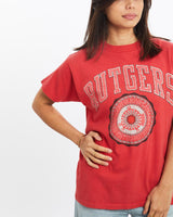 Vintage, 80s, NCAA, Rutgers, University, Tee, The Real Deal, size double extra small, colour Red, newtown, sydney, australia, thrift store, opshop, preloved, secondhand, sustainable, retro, antique, 70s, 80s, 90s, 2000s, 00s, fashion, clothing, streetwear, trendy, garment, style, boutique, store, shop, archive, sale, cheap, best, top, T-Shirts