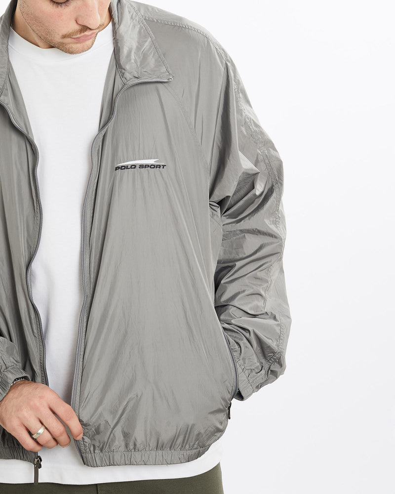 Vintage, 90s, Ralph, Lauren, Polo, Sport, Windbreaker, Jacket, The Real Deal, size extra large, colour Grey, newtown, sydney, australia, thrift store, opshop, preloved, secondhand, sustainable, retro, antique, 70s, 80s, 90s, 2000s, 00s, fashion, clothing, streetwear, trendy, garment, style, boutique, store, shop, archive, sale, cheap, best, top, Jackets