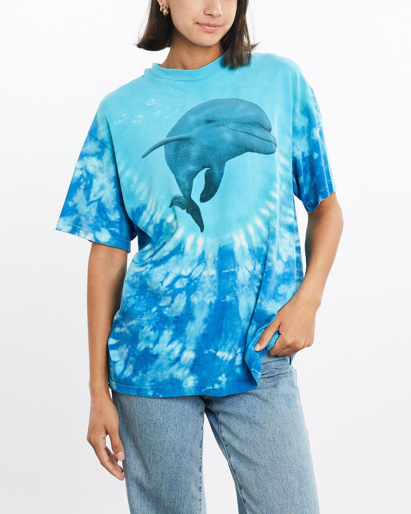 Vintage, 90s, Dolphin, Wildlife, Tie, Dye, Tee, The Real Deal, size small, colour Blue, newtown, sydney, australia, thrift store, opshop, preloved, secondhand, sustainable, retro, antique, 70s, 80s, 90s, 2000s, 00s, fashion, clothing, streetwear, trendy, garment, style, boutique, store, shop, archive, sale, cheap, best, top, T-Shirts