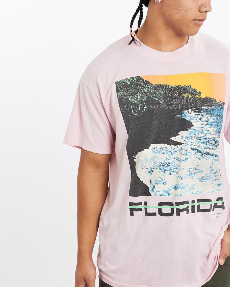 Vintage, 80s, Florida, Graphic, Tee, The Real Deal, size medium, colour Pink, newtown, sydney, australia, thrift store, opshop, preloved, secondhand, sustainable, retro, antique, 70s, 80s, 90s, 2000s, 00s, fashion, clothing, streetwear, trendy, garment, style, boutique, store, shop, archive, sale, cheap, best, top, T-Shirts