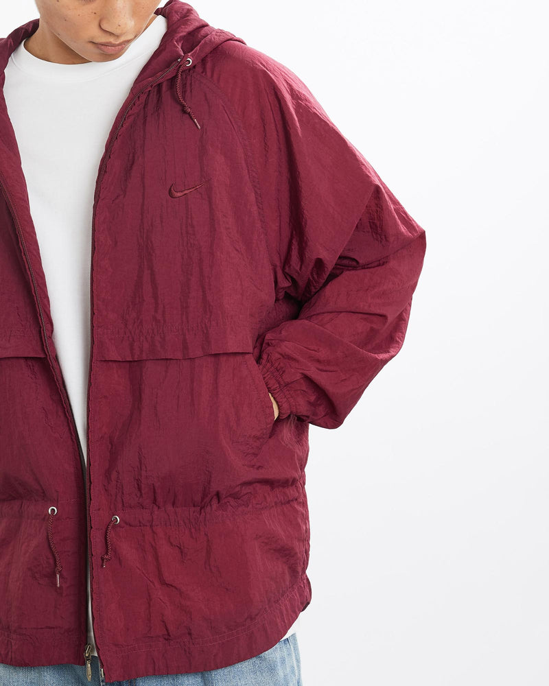 Vintage, 90s, Nike, Windbreaker, Jacket, The Real Deal, size medium, colour Burgundy, newtown, sydney, australia, thrift store, opshop, preloved, secondhand, sustainable, retro, antique, 70s, 80s, 90s, 2000s, 00s, fashion, clothing, streetwear, trendy, garment, style, boutique, store, shop, archive, sale, cheap, best, top, Jackets