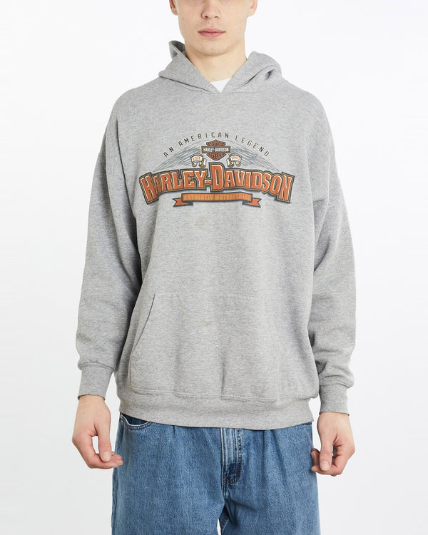 Vintage, Harley, Davidson, Hooded, Sweatshirt, The Real Deal, size extra large, colour Grey, newtown, sydney, australia, thrift store, opshop, preloved, secondhand, sustainable, retro, antique, 70s, 80s, 90s, 2000s, 00s, fashion, clothing, streetwear, trendy, garment, style, boutique, store, shop, archive, sale, cheap, best, top, Sweats and hoodies