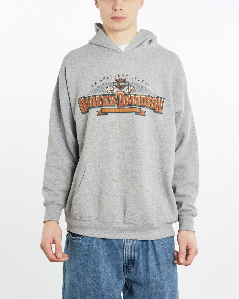 Vintage, Harley, Davidson, Hooded, Sweatshirt, The Real Deal, size extra large, colour Grey, newtown, sydney, australia, thrift store, opshop, preloved, secondhand, sustainable, retro, antique, 70s, 80s, 90s, 2000s, 00s, fashion, clothing, streetwear, trendy, garment, style, boutique, store, shop, archive, sale, cheap, best, top, Sweats and hoodies