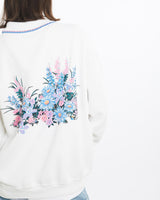 Vintage, 1992, Wildflower, Collared, Sweatshirt, The Real Deal, size small, colour White, newtown, sydney, australia, thrift store, opshop, preloved, secondhand, sustainable, retro, antique, 70s, 80s, 90s, 2000s, 00s, fashion, clothing, streetwear, trendy, garment, style, boutique, store, shop, archive, sale, cheap, best, top, Sweats and hoodies