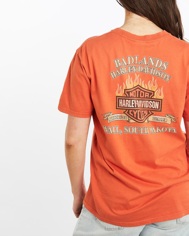 Vintage, Harley, Davidson, Tee, The Real Deal, size medium, colour Orange, newtown, sydney, australia, thrift store, opshop, preloved, secondhand, sustainable, retro, antique, 70s, 80s, 90s, 2000s, 00s, fashion, clothing, streetwear, trendy, garment, style, boutique, store, shop, archive, sale, cheap, best, top, T-Shirts