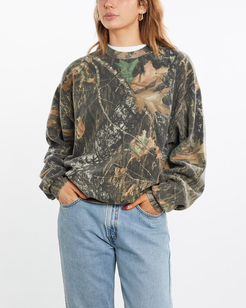 Vintage, 90s, Realtree, Camo, Sweatshirt, The Real Deal, size medium, colour Brown, newtown, sydney, australia, thrift store, opshop, preloved, secondhand, sustainable, retro, antique, 70s, 80s, 90s, 2000s, 00s, fashion, clothing, streetwear, trendy, garment, style, boutique, store, shop, archive, sale, cheap, best, top, Sweats and hoodies