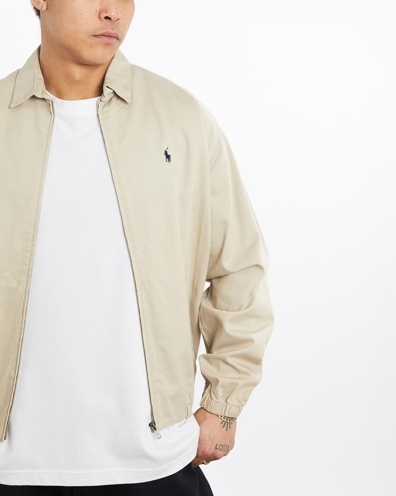 Vintage, 90s, Polo, Ralph, Lauren, Harrington, Jacket, The Real Deal, size extra large, colour Beige, newtown, sydney, australia, thrift store, opshop, preloved, secondhand, sustainable, retro, antique, 70s, 80s, 90s, 2000s, 00s, fashion, clothing, streetwear, trendy, garment, style, boutique, store, shop, archive, sale, cheap, best, top, Jackets
