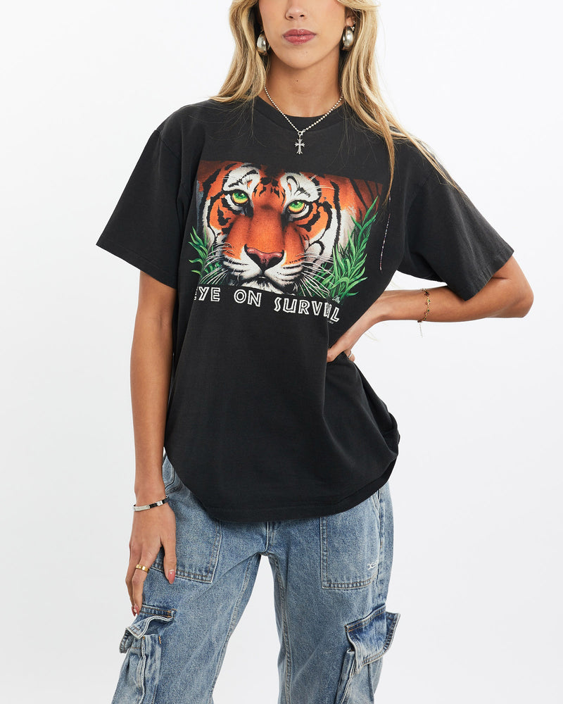 Vintage, 1993, Tiger, Wildlife, Tee, The Real Deal, size small, colour Black, newtown, sydney, australia, thrift store, opshop, preloved, secondhand, sustainable, retro, antique, 70s, 80s, 90s, 2000s, 00s, fashion, clothing, streetwear, trendy, garment, style, boutique, store, shop, archive, sale, cheap, best, top, T-Shirts