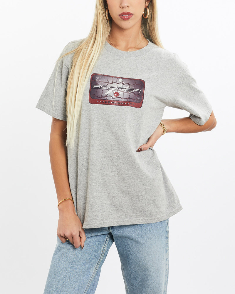 Vintage, Nike, Soccer, Tee, The Real Deal, size extra small, colour Grey, newtown, sydney, australia, thrift store, opshop, preloved, secondhand, sustainable, retro, antique, 70s, 80s, 90s, 2000s, 00s, fashion, clothing, streetwear, trendy, garment, style, boutique, store, shop, archive, sale, cheap, best, top, T-Shirts