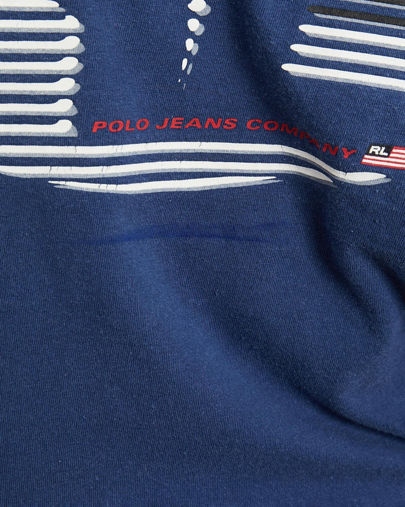 Vintage, Ralph, Lauren, Polo, Jeans, Co., Tee, The Real Deal, size medium, colour Navy, newtown, sydney, australia, thrift store, opshop, preloved, secondhand, sustainable, retro, antique, 70s, 80s, 90s, 2000s, 00s, fashion, clothing, streetwear, trendy, garment, style, boutique, store, shop, archive, sale, cheap, best, top, T-Shirts