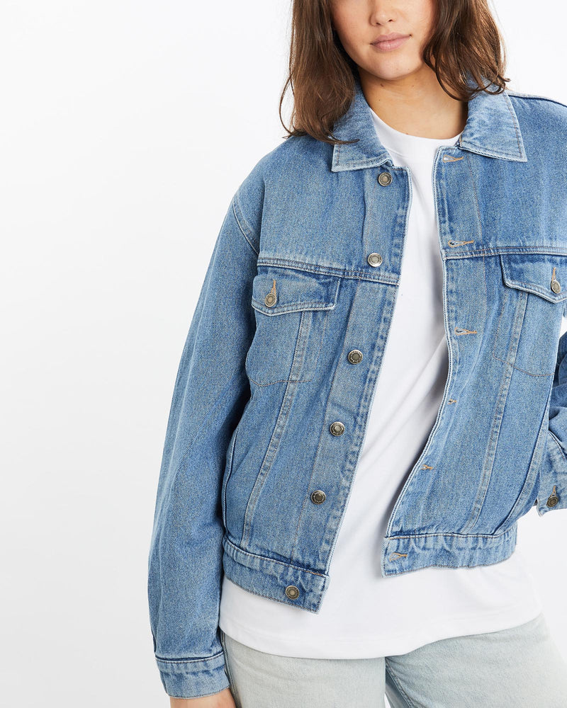 Vintage, Wrangler, Denim, Jacket, The Real Deal, size medium, colour Blue, newtown, sydney, australia, thrift store, opshop, preloved, secondhand, sustainable, retro, antique, 70s, 80s, 90s, 2000s, 00s, fashion, clothing, streetwear, trendy, garment, style, boutique, store, shop, archive, sale, cheap, best, top, Jackets