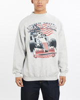 Vintage, United, States, Grand, Prix, Racing, Sweatshirt, The Real Deal, size large, colour Grey, newtown, sydney, australia, thrift store, opshop, preloved, secondhand, sustainable, retro, antique, 70s, 80s, 90s, 2000s, 00s, fashion, clothing, streetwear, trendy, garment, style, boutique, store, shop, archive, sale, cheap, best, top, Sweats and hoodies