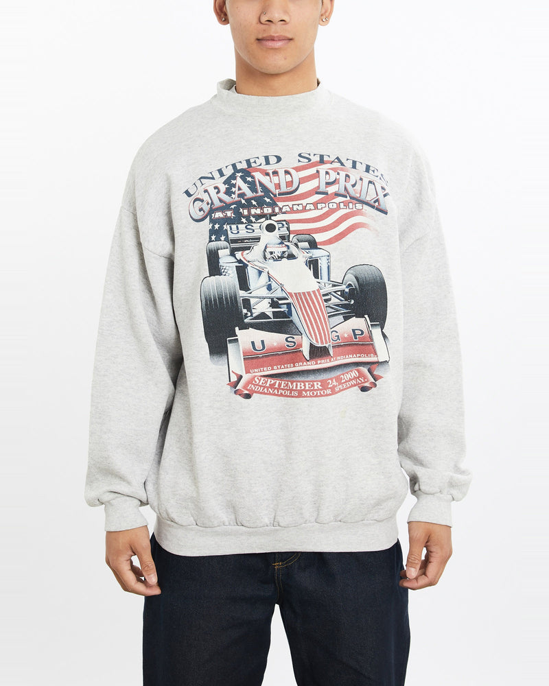 Vintage, United, States, Grand, Prix, Racing, Sweatshirt, The Real Deal, size large, colour Grey, newtown, sydney, australia, thrift store, opshop, preloved, secondhand, sustainable, retro, antique, 70s, 80s, 90s, 2000s, 00s, fashion, clothing, streetwear, trendy, garment, style, boutique, store, shop, archive, sale, cheap, best, top, Sweats and hoodies