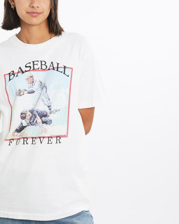 Vintage, 90s, Baseball, Forever, Tee, The Real Deal, size small, colour White, newtown, sydney, australia, thrift store, opshop, preloved, secondhand, sustainable, retro, antique, 70s, 80s, 90s, 2000s, 00s, fashion, clothing, streetwear, trendy, garment, style, boutique, store, shop, archive, sale, cheap, best, top, T-Shirts