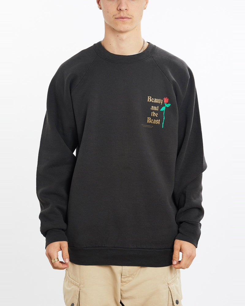 Vintage, 90s, Beauty, And, The, Beast, Musical, Sweatshirt, The Real Deal, size large, colour Black, newtown, sydney, australia, thrift store, opshop, preloved, secondhand, sustainable, retro, antique, 70s, 80s, 90s, 2000s, 00s, fashion, clothing, streetwear, trendy, garment, style, boutique, store, shop, archive, sale, cheap, best, top, Sweats and hoodies