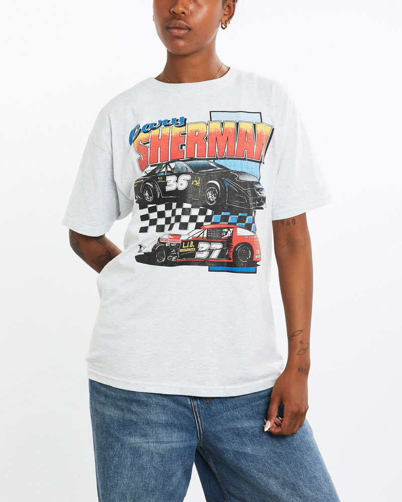 Vintage, Gary, Sherman, Racing, Tee, The Real Deal, size medium, colour Grey, newtown, sydney, australia, thrift store, opshop, preloved, secondhand, sustainable, retro, antique, 70s, 80s, 90s, 2000s, 00s, fashion, clothing, streetwear, trendy, garment, style, boutique, store, shop, archive, sale, cheap, best, top, T-Shirts