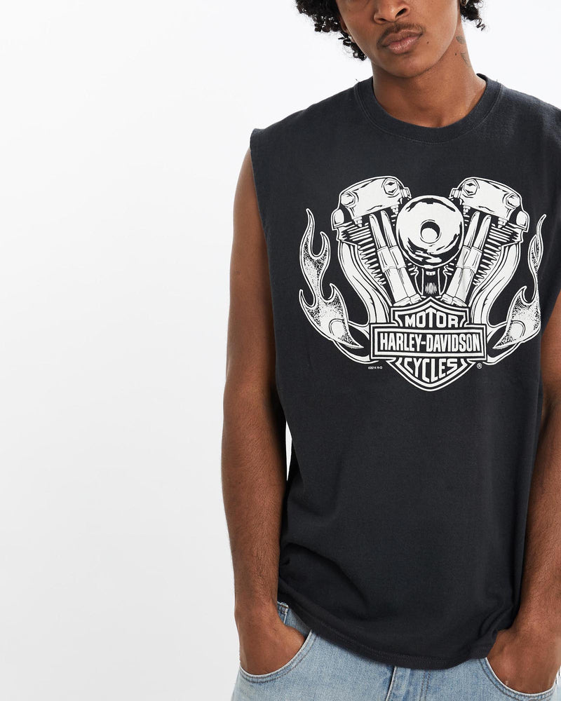 Harley, Davidson, Tank, The Real Deal, size large, colour Black, newtown, sydney, australia, thrift store, opshop, preloved, secondhand, sustainable, retro, antique, 70s, 80s, 90s, 2000s, 00s, fashion, clothing, streetwear, trendy, garment, style, boutique, store, shop, archive, sale, cheap, best, top, T-Shirts