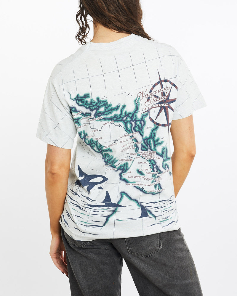 Vintage, 90s, Vancouver, Island, Map, Tee, The Real Deal, size medium, colour Grey, newtown, sydney, australia, thrift store, opshop, preloved, secondhand, sustainable, retro, antique, 70s, 80s, 90s, 2000s, 00s, fashion, clothing, streetwear, trendy, garment, style, boutique, store, shop, archive, sale, cheap, best, top, T-Shirts