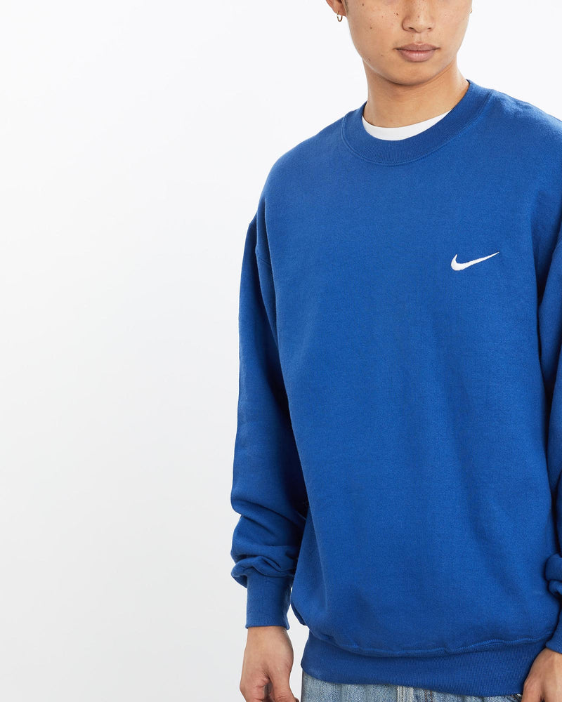 Vintage, 90s, Nike, Sweatshirt, The Real Deal, size large, colour Blue, newtown, sydney, australia, thrift store, opshop, preloved, secondhand, sustainable, retro, antique, 70s, 80s, 90s, 2000s, 00s, fashion, clothing, streetwear, trendy, garment, style, boutique, store, shop, archive, sale, cheap, best, top, Sweats and hoodies