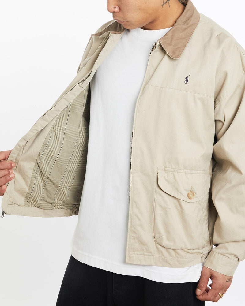 Vintage, 90s, Polo, Ralph, Lauren, Harrington, Jacket, The Real Deal, size extra large, colour Beige, newtown, sydney, australia, thrift store, opshop, preloved, secondhand, sustainable, retro, antique, 70s, 80s, 90s, 2000s, 00s, fashion, clothing, streetwear, trendy, garment, style, boutique, store, shop, archive, sale, cheap, best, top, Jackets
