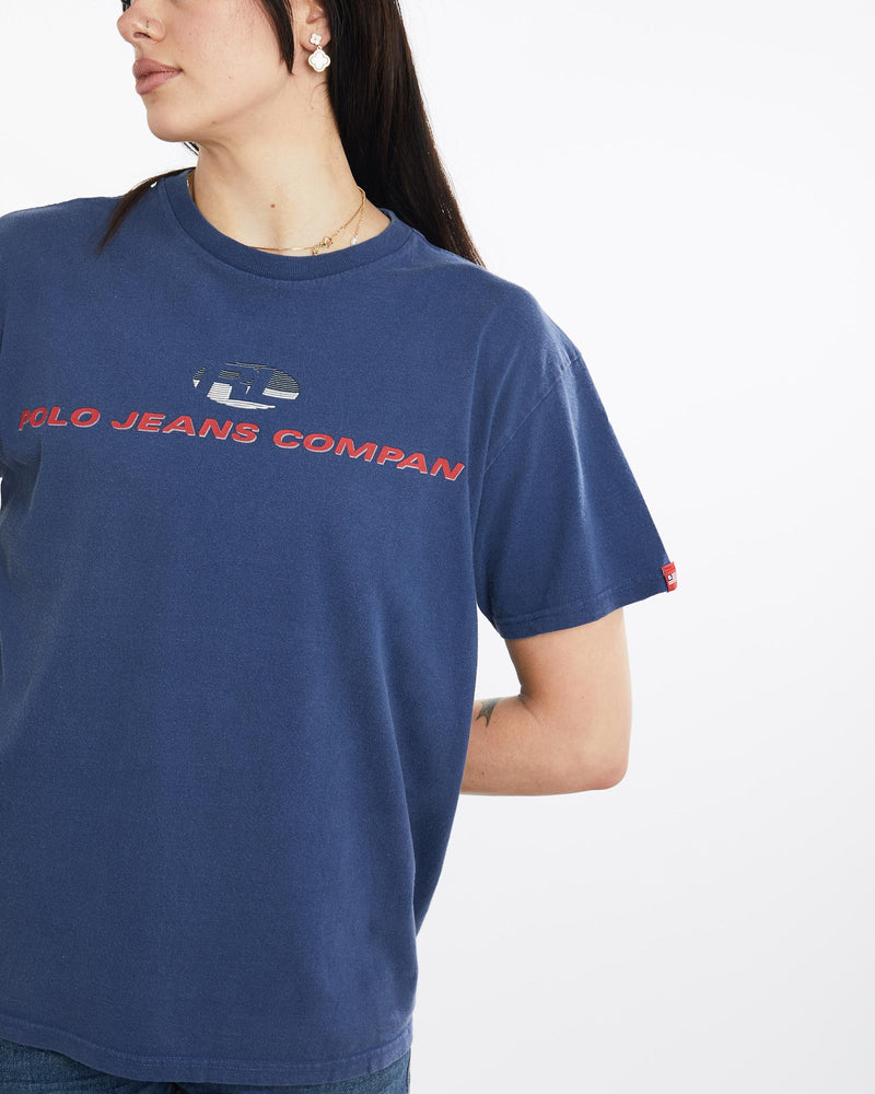 Vintage, Ralph, Lauren, Polo, Jeans, Co., Tee, The Real Deal, size medium, colour Navy, newtown, sydney, australia, thrift store, opshop, preloved, secondhand, sustainable, retro, antique, 70s, 80s, 90s, 2000s, 00s, fashion, clothing, streetwear, trendy, garment, style, boutique, store, shop, archive, sale, cheap, best, top, T-Shirts