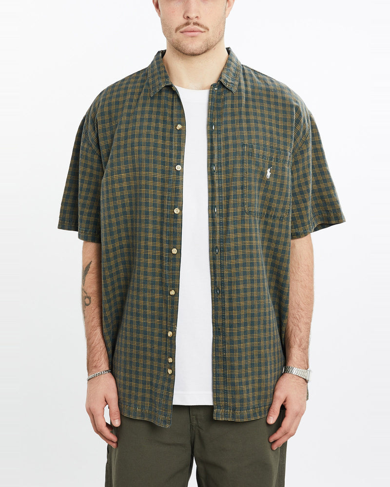 Vintage, 90s, Polo, Ralph, Lauren, Short, Sleeve, Button, Up, Shirt, The Real Deal, size extra large, colour Green, newtown, sydney, australia, thrift store, opshop, preloved, secondhand, sustainable, retro, antique, 70s, 80s, 90s, 2000s, 00s, fashion, clothing, streetwear, trendy, garment, style, boutique, store, shop, archive, sale, cheap, best, top, Shirts