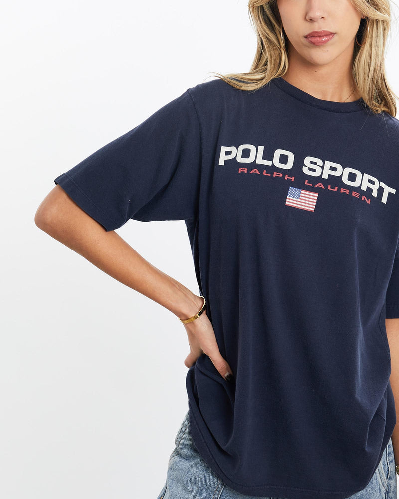 Vintage, 90s, Ralph, Lauren, Polo, Sport, Tee, The Real Deal, size small, colour Navy, newtown, sydney, australia, thrift store, opshop, preloved, secondhand, sustainable, retro, antique, 70s, 80s, 90s, 2000s, 00s, fashion, clothing, streetwear, trendy, garment, style, boutique, store, shop, archive, sale, cheap, best, top, T-Shirts