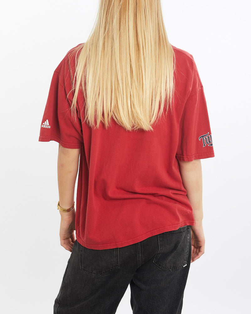 Vintage, MLB, Minnesota, Twins, Tee, The Real Deal, size medium, colour Red, newtown, sydney, australia, thrift store, opshop, preloved, secondhand, sustainable, retro, antique, 70s, 80s, 90s, 2000s, 00s, fashion, clothing, streetwear, trendy, garment, style, boutique, store, shop, archive, sale, cheap, best, top, T-Shirts